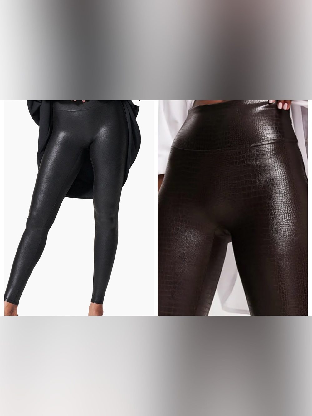 Spanx set of 2 Faux Leather Leggings black crocodile skin brown/ black size Med